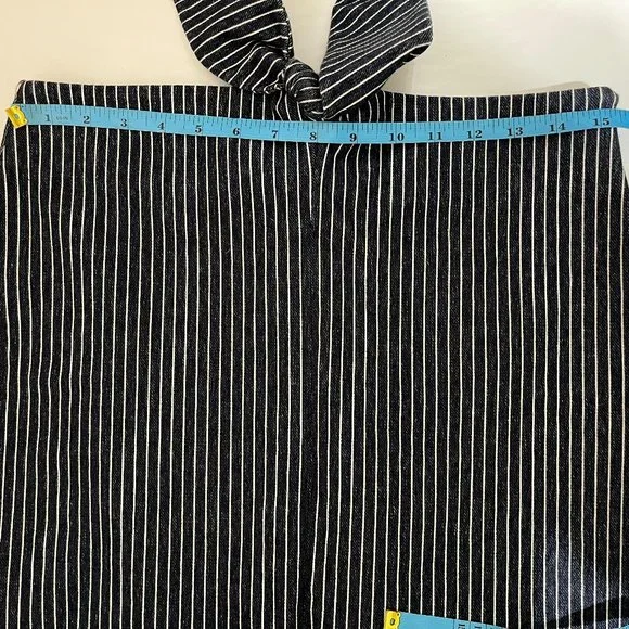 Banana Republic Size 8 Grey White Striped Bow Detail Pencil Skirt - Picture 6 of 6